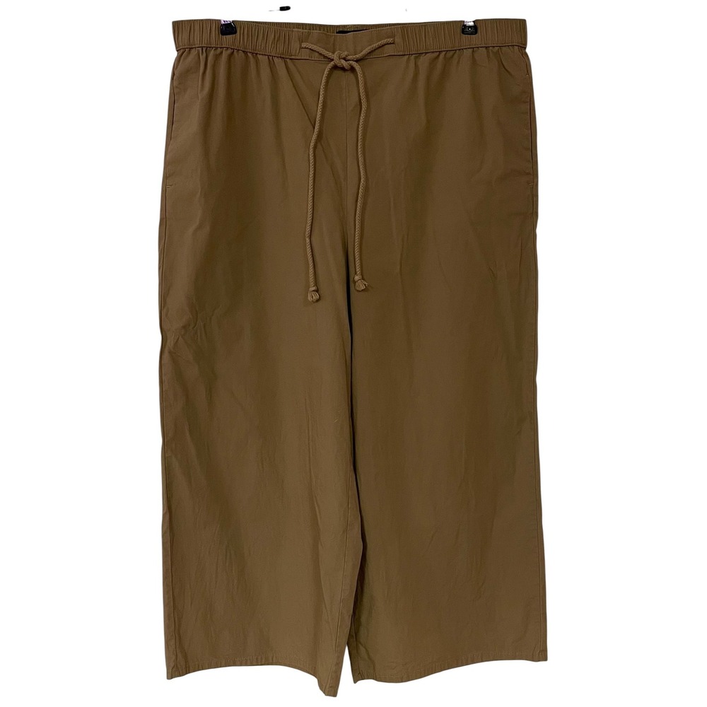 Banana Republic Womens Wide Leg Pull On Crop Pants Brown Lounge Beach Pockets XL